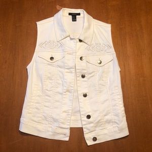 Forever 21 Cream Aztec Embroidered Vest